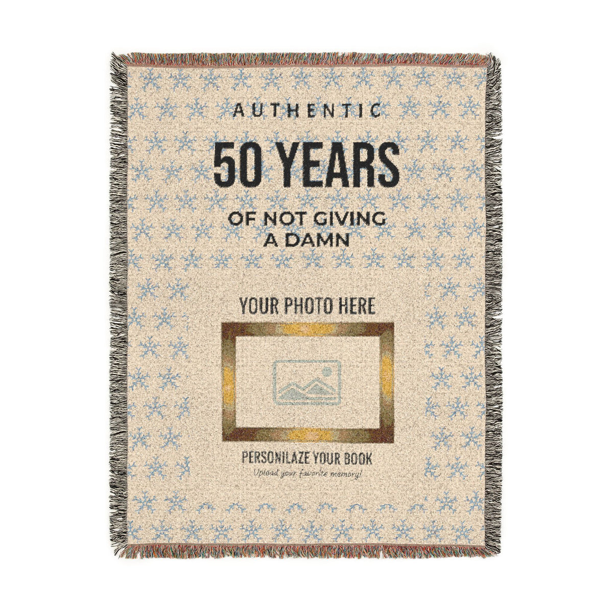 Personalized Woven Blanket — 'Authentic 50 Years of Not Giving a Damn' Decorative Throw