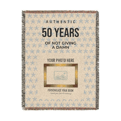 Personalized Woven Blanket — 'Authentic 50 Years of Not Giving a Damn' Decorative Throw
