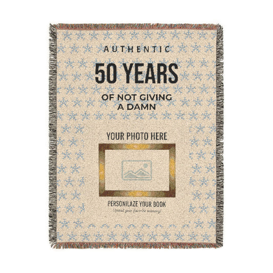 Personalized Woven Blanket — 'Authentic 50 Years of Not Giving a Damn' Decorative Throw