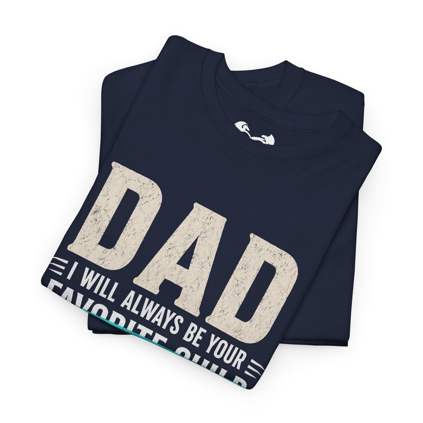 Black t-shirt with 'DAD' text on a white background