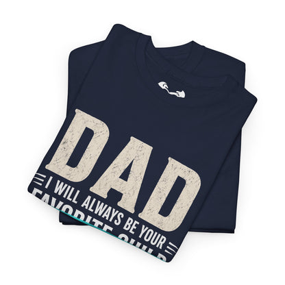 Black t-shirt with 'DAD' text on a white background