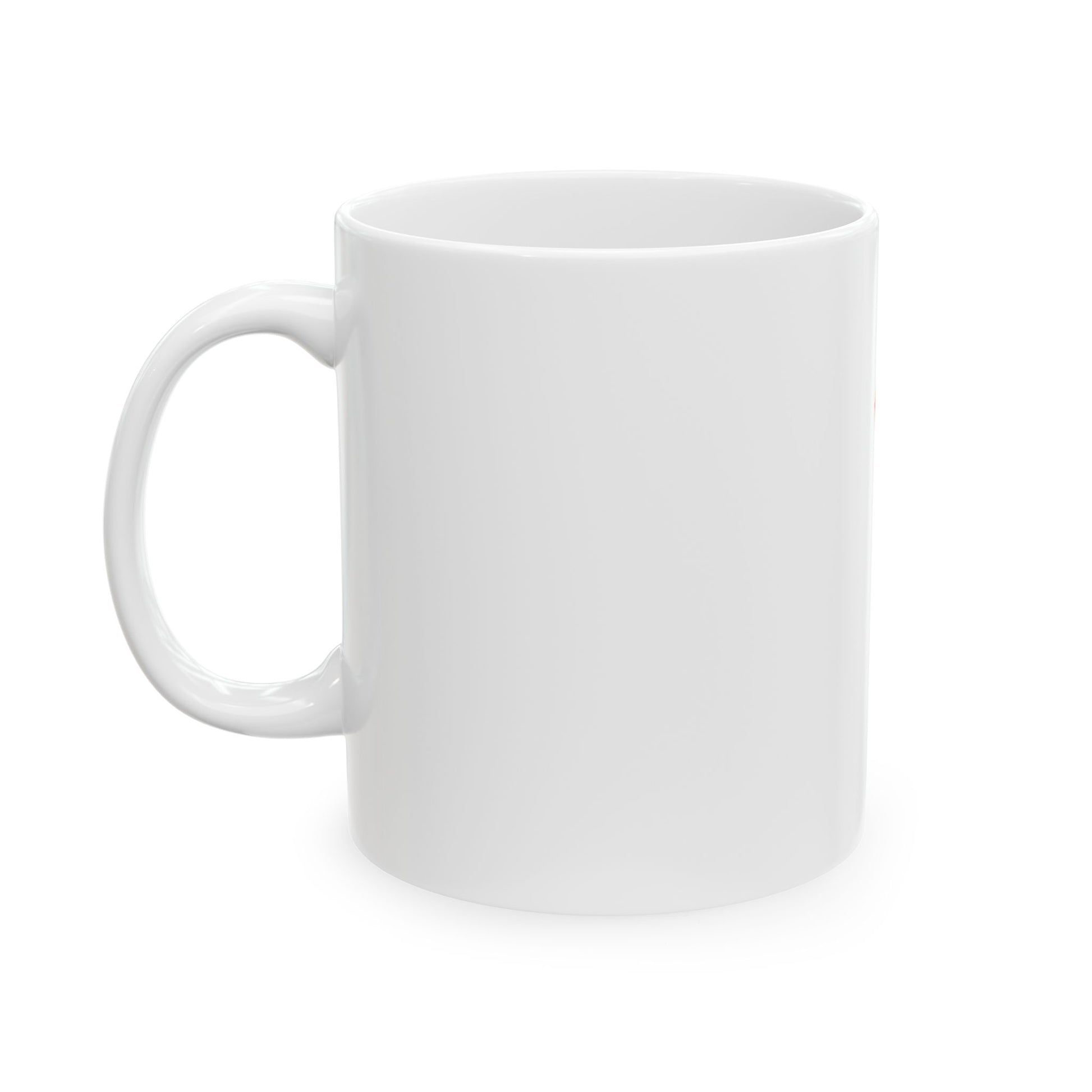 White ceramic mug on a white background