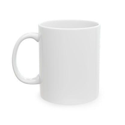 White ceramic mug on a white background