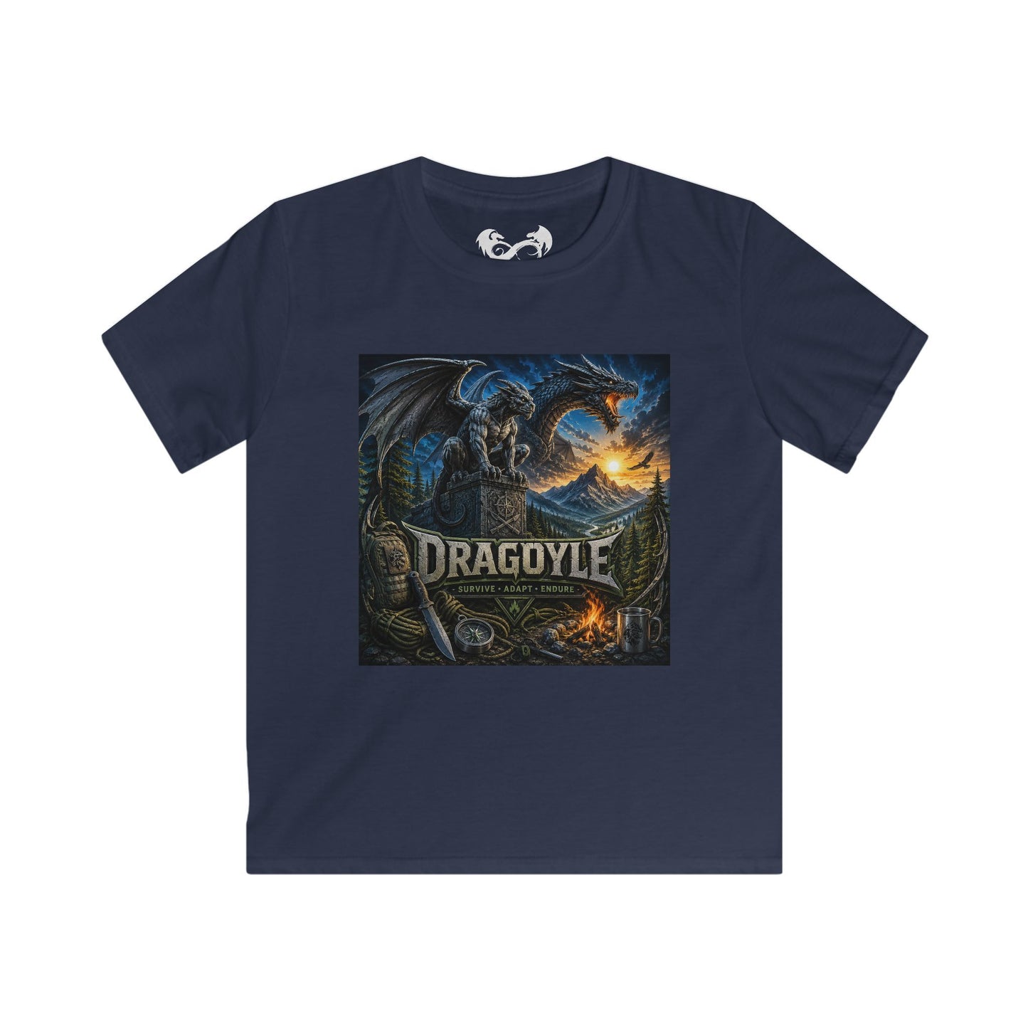 Kids Dragon Gargoyle Tee — "Dragoyle" Fantasy Graphic Shirt