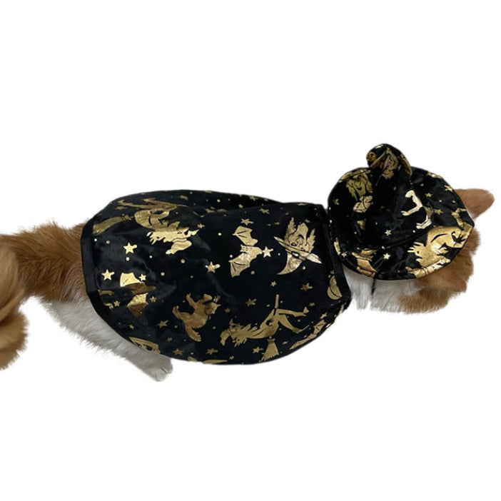Witch or Wizard Cloak and Hat Costume for Small Pets
