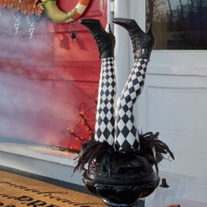 Add a spooky twist to your Halloween décor with these Fun Halloween Upside Down Witch Legs! Perfect for creating a cheeky, eye-catching display, these legs look like a witch has crash-landed into your lawn or porch.