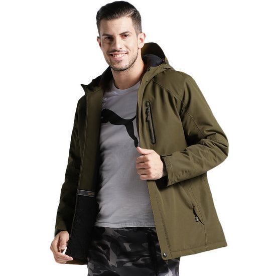 Stay warm and dry in any weather with our Warm Waterproof USB Heated Jacket! Featuring built-in heating technology and a waterproof exterior, this jacket is perfect for the cold and rainy days. Simply plug in any power bank and stay toasty and comfortable wherever you go. 