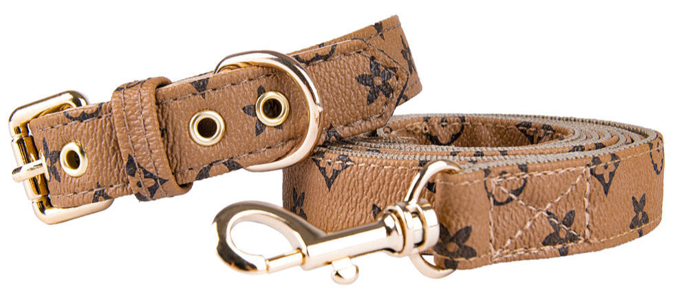 This PU Leather Flower Dog Collar and Leash set combines durability with style, crafted from high-quality synthetic leather for long-lasting wear. The floral design adds a tasteful, elegant touch to your pet’s daily walks, while sturdy construction is wear resistant and ensures secure handling.