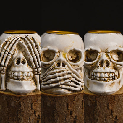 Vintage Halloween Skeleton no see no speak no hear candle holders