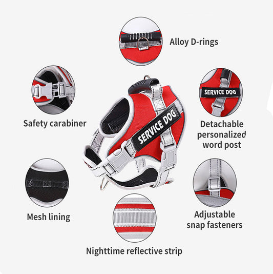 Designed for professional use, the Quality Service Dog Chest Harness offers durable, reliable support for working dogs. Its ergonomic construction ensures comfort while providing firm control, making it ideal for service tasks