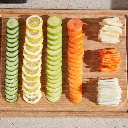 Effortlessly slice, dice, and julienne with our versatile Mandoline Slicer and Vegetable Cutter. With its sharp blades and adjustable settings, this tool makes meal prep a breeze. Save time and upgrade your cooking skills with this essential kitchen gadget.