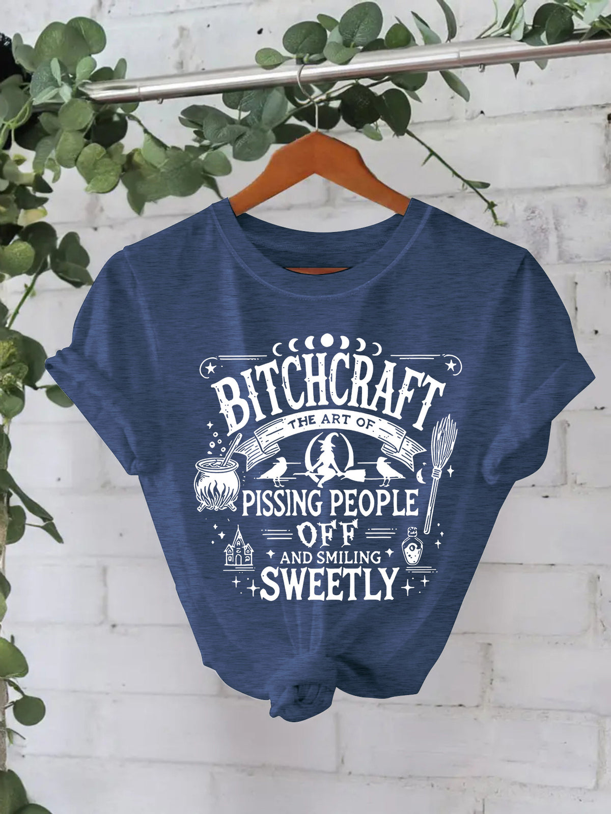 Bitchcraft Halloween Printed Round Neck Loose T-shirt