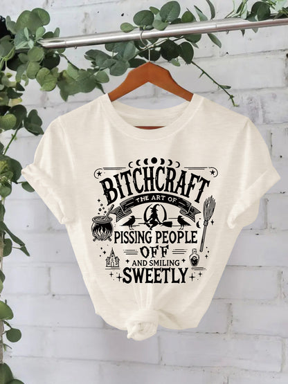 Bitchcraft Halloween Printed Round Neck Loose T-shirt