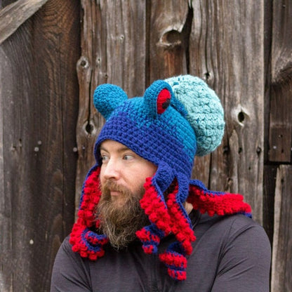 Funny Halloween Warm Wool Crochet Octopus Party Hat