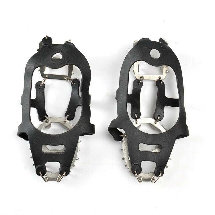 Elevate your ice climbing game with our 1 Pair 18 Teeth Non-Slip Ice Climbing Crampons. Made for M/L shoe sizes, these crampons provide superior traction and stability on icy terrain. Don't let slippery surfaces slow you down - conquer them with ease and confidence.