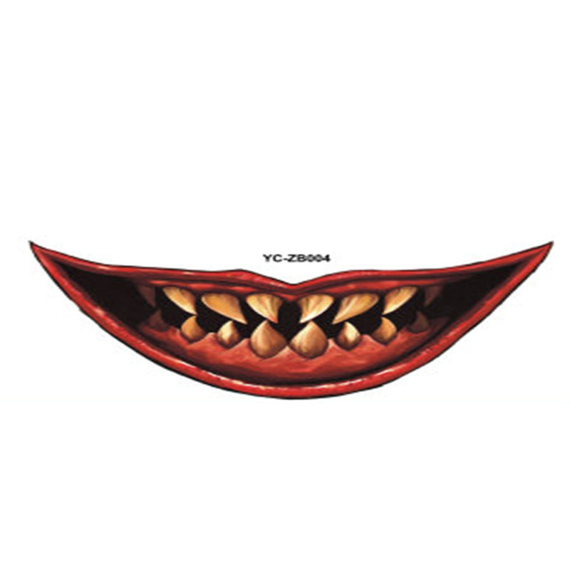 Unleash your bold side this Halloween with these Creepy Mouth Fake Tattoos. Perfect for creating a chilling, unforgettable look, they easily apply for a realistic effect that turns heads. 