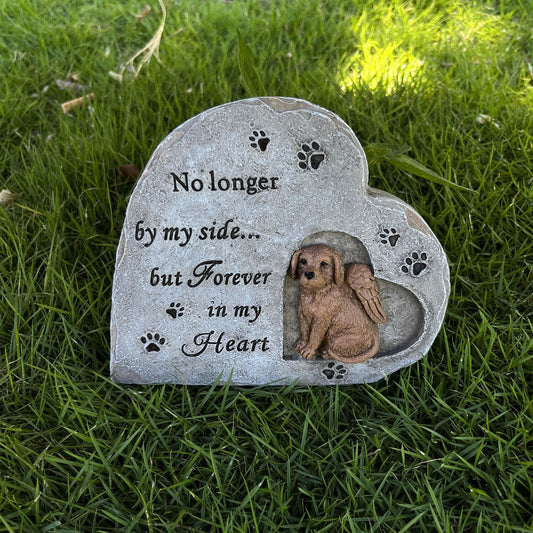 Celebrate the life and love you enjoyed from your furry friend with our Heart Shaped Resin Dog Monument. This beautiful tribute is lovingly crafted in the shape of a heart, symbolizing the eternal bond between you and your beloved pet. Made with high-quality resin, it's a lasting and heartfelt tribute to treasure.