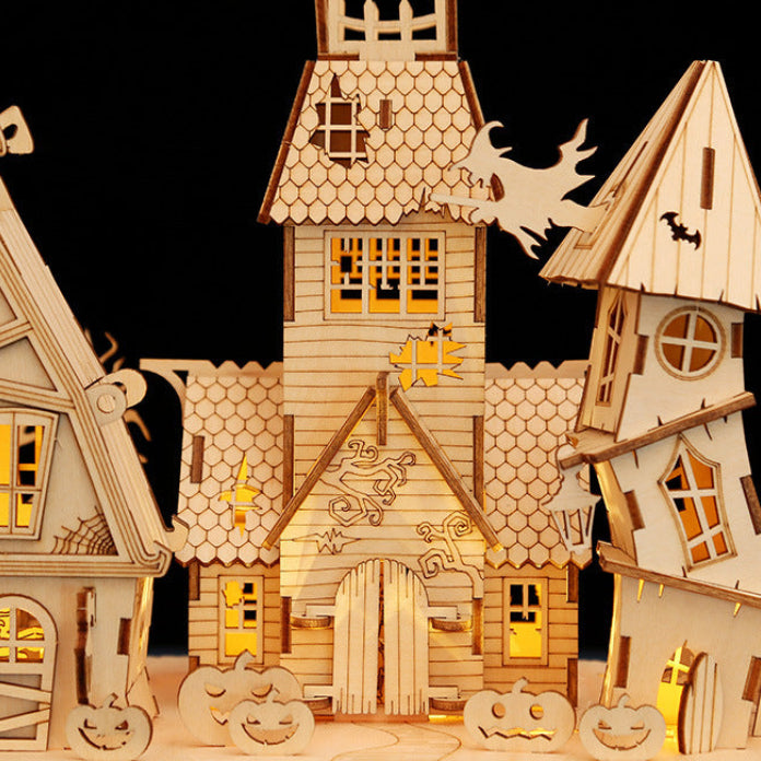 DIY Halloween LED Lighted 3D Wooden Jigsaw Puzzle