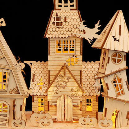 DIY Halloween LED Lighted 3D Wooden Jigsaw Puzzle