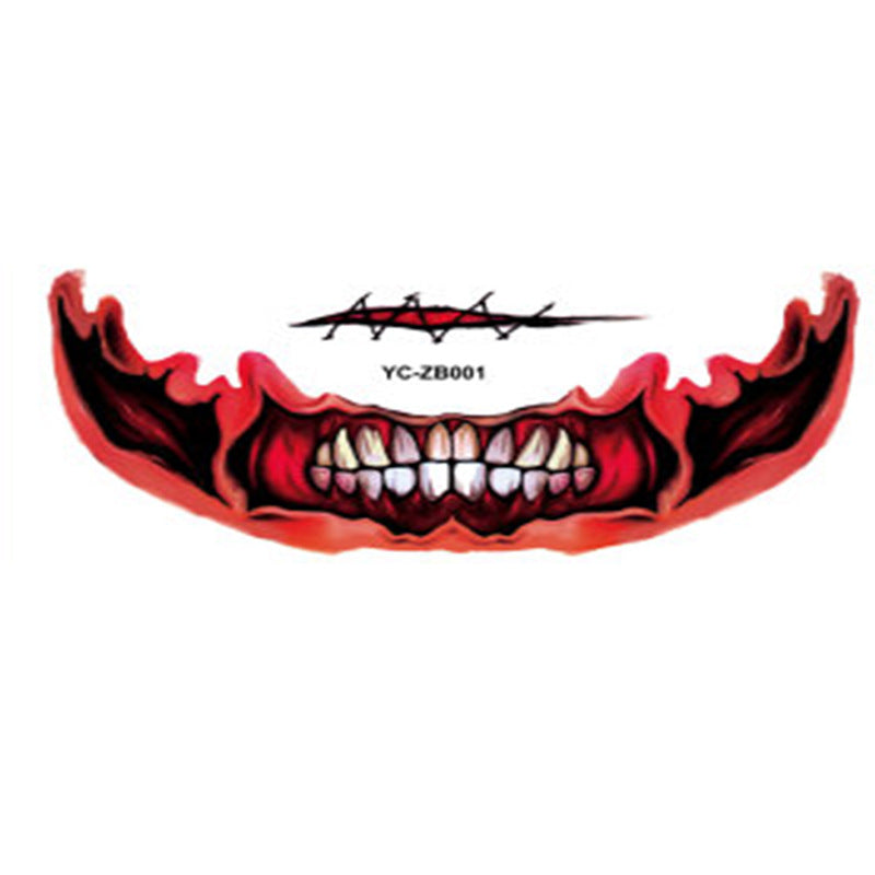 Unleash your bold side this Halloween with these Creepy Mouth Fake Tattoos. Perfect for creating a chilling, unforgettable look, they easily apply for a realistic effect that turns heads. 