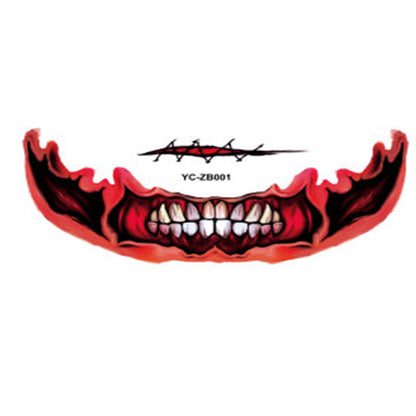 Unleash your bold side this Halloween with these Creepy Mouth Fake Tattoos. Perfect for creating a chilling, unforgettable look, they easily apply for a realistic effect that turns heads. 