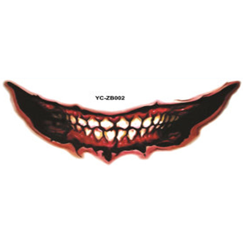 Unleash your bold side this Halloween with these Creepy Mouth Fake Tattoos. Perfect for creating a chilling, unforgettable look, they easily apply for a realistic effect that turns heads. 