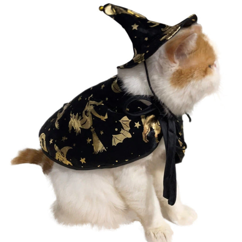 Witch or Wizard Cloak and Hat Costume for Small Pets
