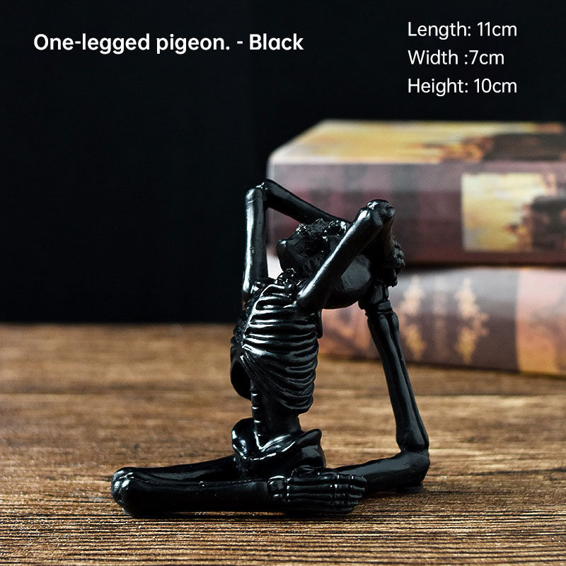 Vintage Halloween Skeleton Figurines Yoga Pose Resin Home Décor