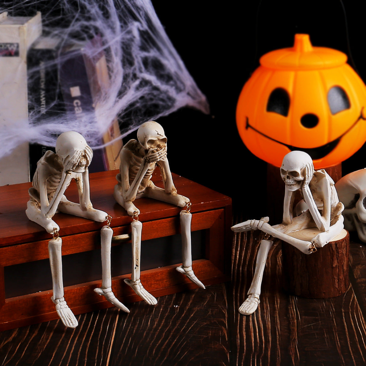 Halloween Skeleton "See No Evil, Hear No Evil, Speak No Evil" Decorations