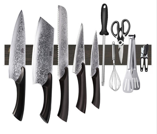 Keep your kitchen organized and your knives within arm's reach with this powerful magnetic wall mount knife strip. Engineered with industrial-strength magnets, it securely holds knives of various sizes while protecting blade edges from damage.