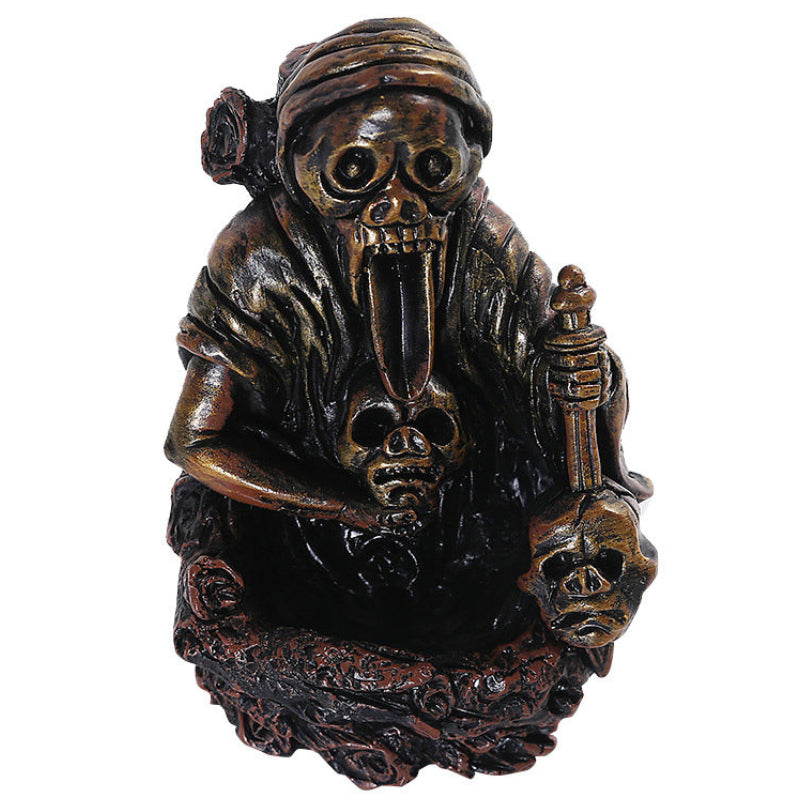 Nordic Skull Ghost Halloween Resin Backflow Agarwood Incense Burner

