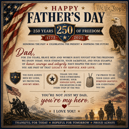 Father's Day Slate Desk Patriotic Plaque 'You're My Hero' Tribute