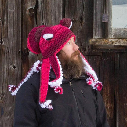Funny Halloween Warm Wool Crochet Octopus Party Hat