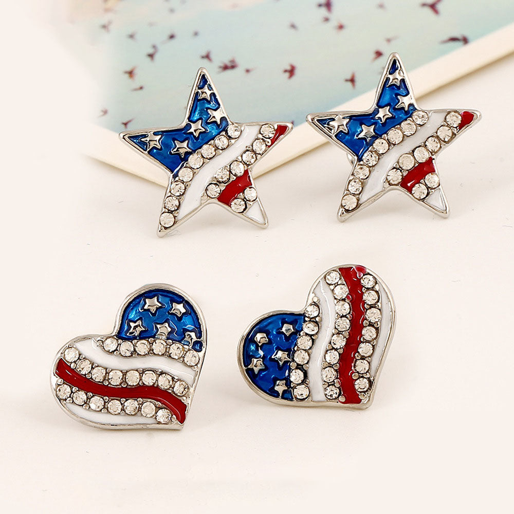 American Independence Day Flag Stud Earrings