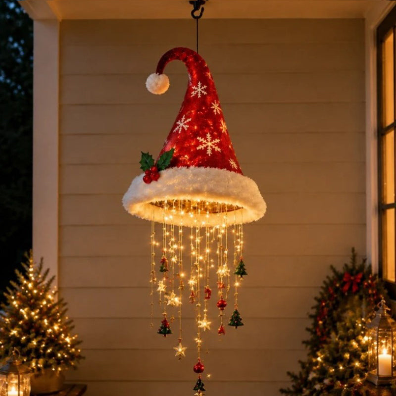 Hanging LED Lighted Christmas Santa Hat