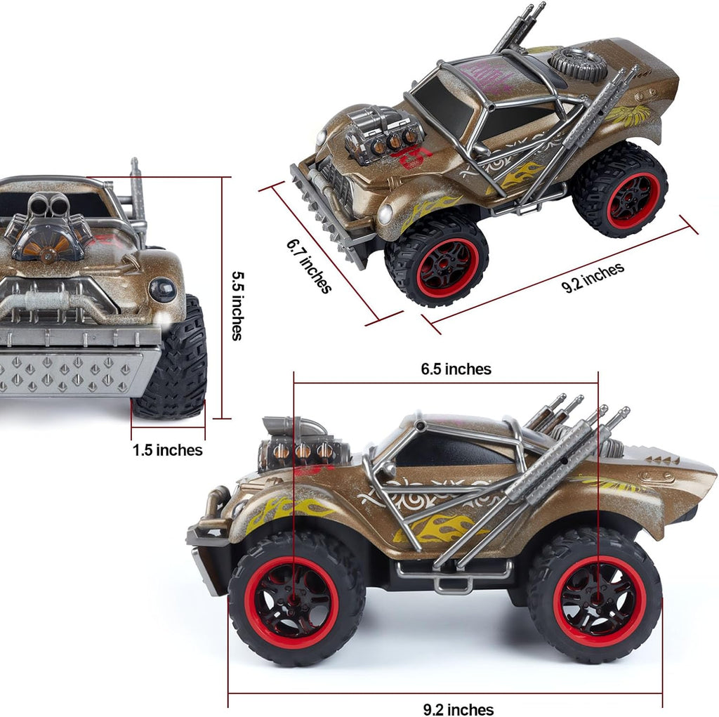 Wasteland Style 1:14 Scale 2.4GHz Model Racing Remote Control Car with Cool LED Lights and Realistic Sound, Hobby Electric RC Car Toys for Boys and Adults (Golden)
