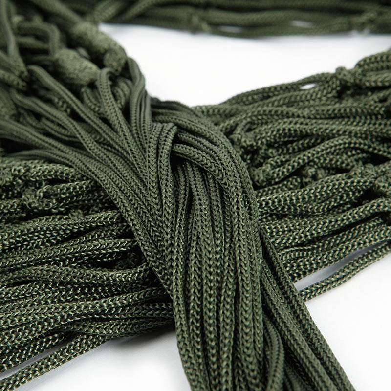 Engineered for comfort and durability, this single-person hammock features a breathable mesh nylon construction that promotes airflow and resists moisture absorption. The lightweight design makes it ideal for backpacking, camping, or backyard relaxation.