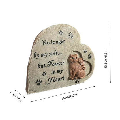Celebrate the love you shared and the sweet memory of your feline companion with our heart-shaped resin cat monument. Crafted with care, this beautiful tribute serves as a timeless reminder of the bond you shared. Honor your beloved pet with a lasting memorial.