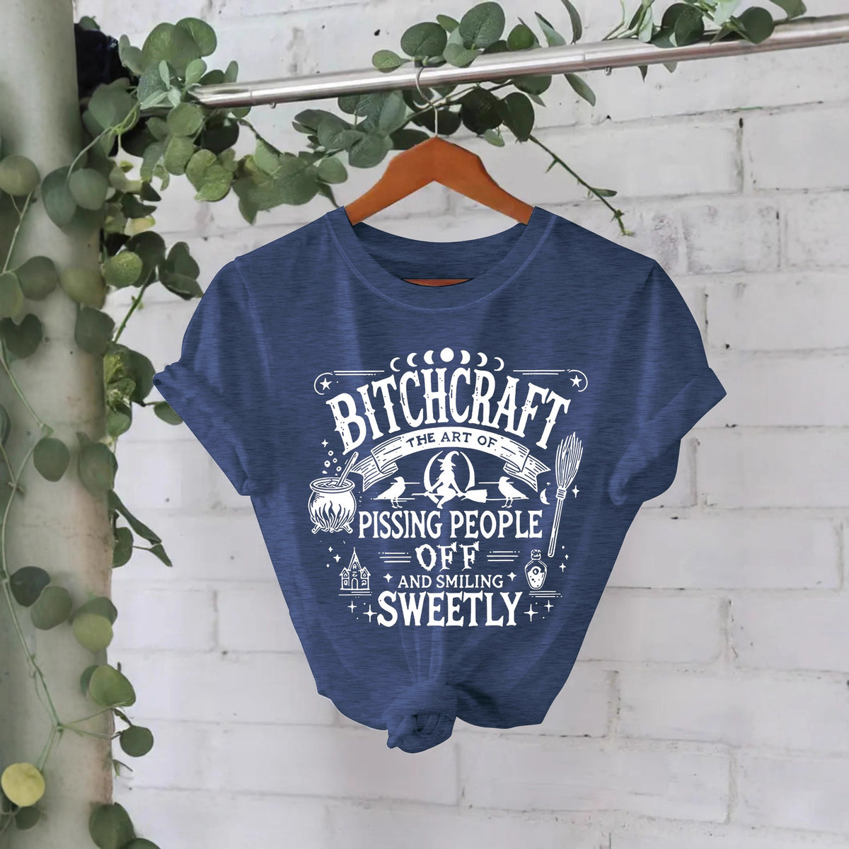 Bitchcraft Halloween Printed Round Neck Loose T-shirt
