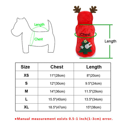 Christmas Red Cat & Dog Coat With Reindeer Antlers