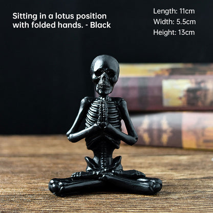 Vintage Halloween Skeleton Figurines Yoga Pose Resin Home Décor