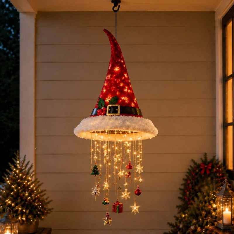 Hanging LED Lighted Christmas Santa Hat