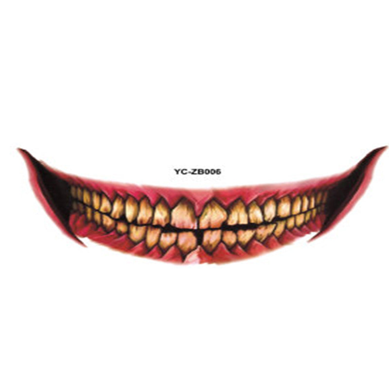 Unleash your bold side this Halloween with these Creepy Mouth Fake Tattoos. Perfect for creating a chilling, unforgettable look, they easily apply for a realistic effect that turns heads. 