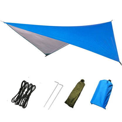 This waterproof multifunctional triangular sunshade canopy offers durable protection against sun and rain, making it ideal for outdoor events, camping, or backyard relaxation.