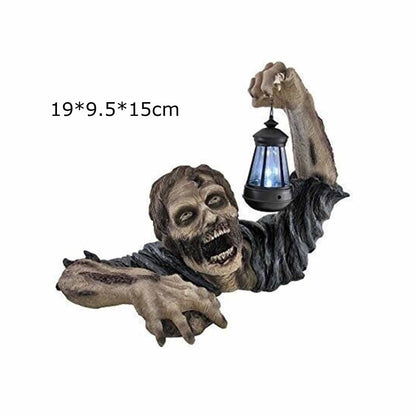 Halloween Zombie With Lantern Resin Yard Decoration