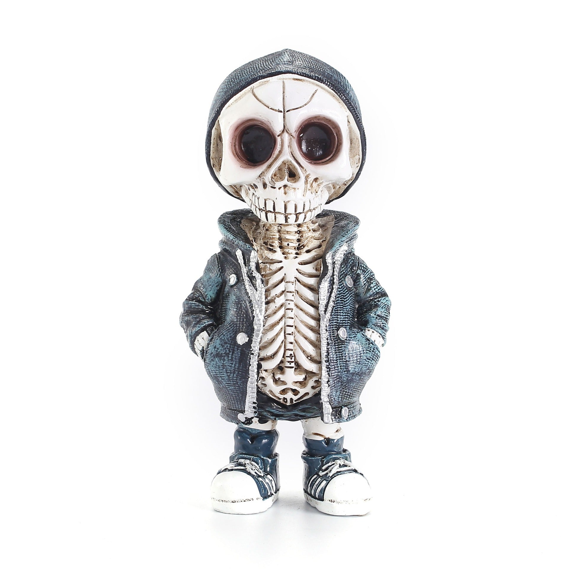 Add a spooky touch to your Halloween decor with this Resin Skeleton Doll Decoration. Crafted from durable resin, it offers a realistic skeletal look that's perfect for creating an eerie atmosphere. 