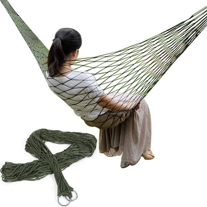 Engineered for comfort and durability, this single-person hammock features a breathable mesh nylon construction that promotes airflow and resists moisture absorption. The lightweight design makes it ideal for backpacking, camping, or backyard relaxation.
