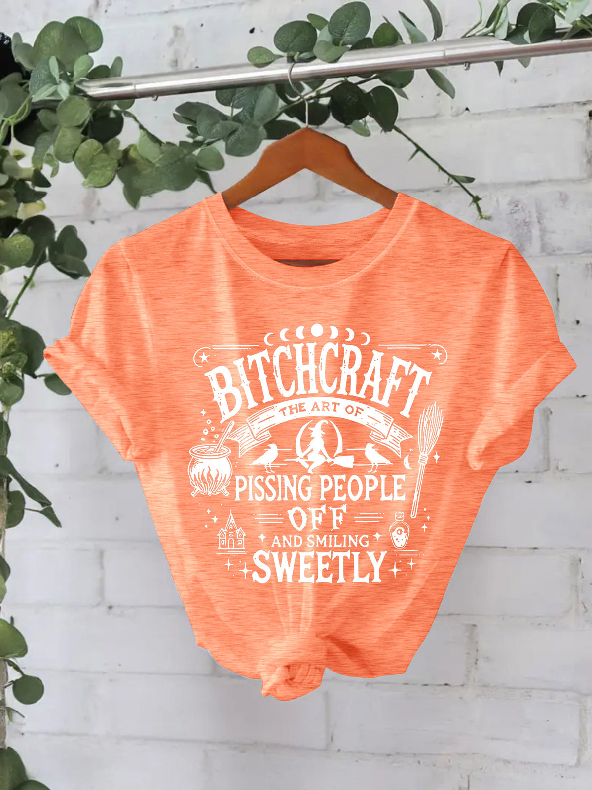 Bitchcraft Halloween Printed Round Neck Loose T-shirt