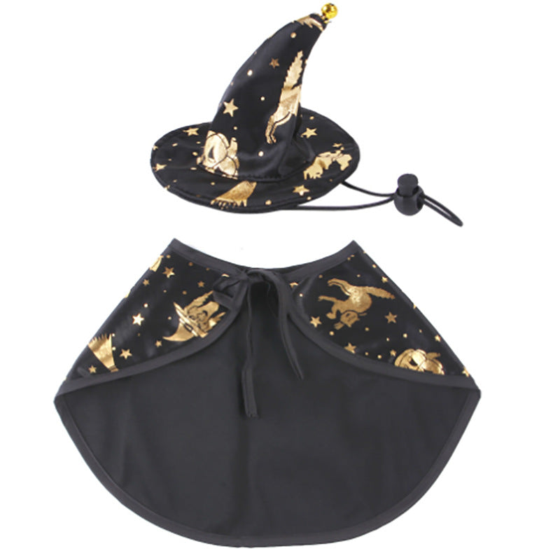 Witch or Wizard Cloak and Hat Costume for Small Pets
