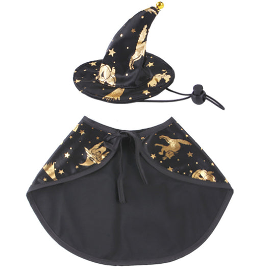 Witch or Wizard Cloak and Hat Costume for Small Pets
